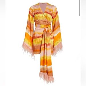 Alexis Sunset Viona Feather Trim Dress Size XS